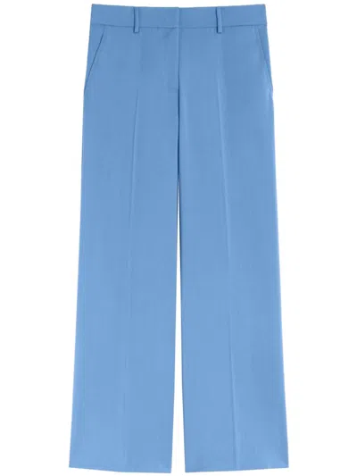 Weekend Max Mara Wool Wide-leg Trousers In Blue
