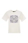 Weekend Max Mara Wkdwest - Cotton T-shirt With Print And Embroidery In White