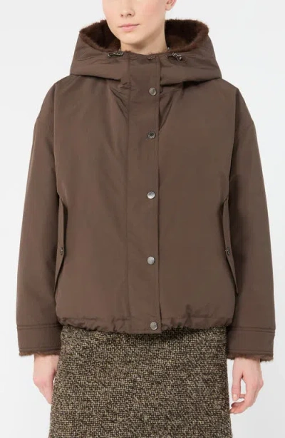 Weekend Max Mara Wkdzanna Hooded Jacket In Brown