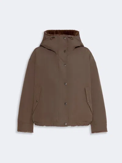 Weekend Max Mara Faux-fur-lined Reversible Raincoat In Brown
