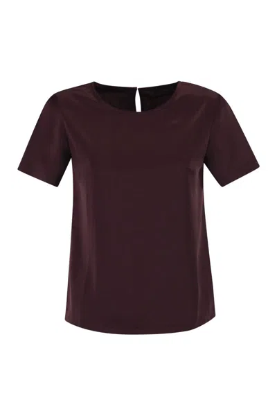 Weekend Max Mara Wkdzona - Satin And Jersey T-shirt In Burgundy