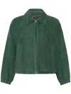 Weekend Max Mara Collared Coat Elastic Cuffs Side Pockets In Green