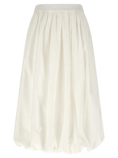 Weekend Max Mara Wkinuvole Balloon-construction Pleated Maxi Skirt In White