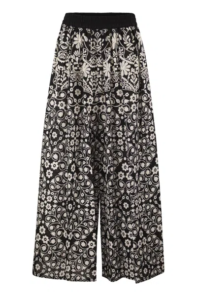 Weekend Max Mara Floral-print Palazzo Pants In Black