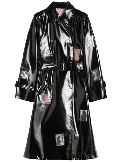 Weekend Max Mara Opera Trench Coat Belted Double Breasted In Black