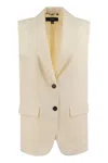 Weekend Max Mara Donna Stretch Wool Vest W/ Buttons In Beige
