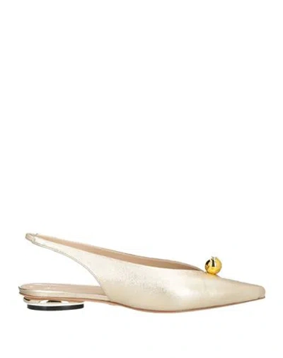 Weekend Max Mara Woman Ballet Flats Gold Size 5 Leather