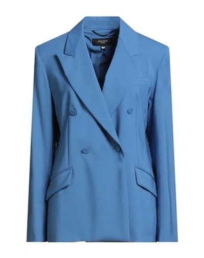 Weekend Max Mara Woman Blazer Azure Size 12 Virgin Wool, Elastane In Blue