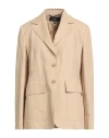 Weekend Max Mara Woman Blazer Beige Size 10 Cotton, Linen In Multi