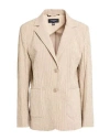 Weekend Max Mara Woman Blazer Beige Size 14 Cotton, Linen, Elastane In Neutral
