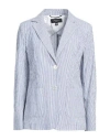Weekend Max Mara Woman Blazer Blue Size 14 Cotton, Linen, Elastane In Blue