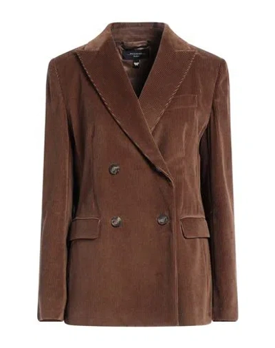 Weekend Max Mara Woman Blazer Brown Size 10 Cotton