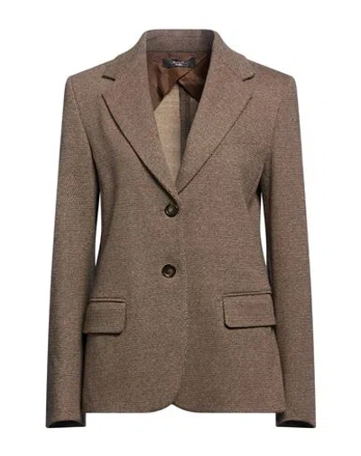 Weekend Max Mara Woman Blazer Brown Size M Polyester, Cotton, Wool, Viscose, Elastane