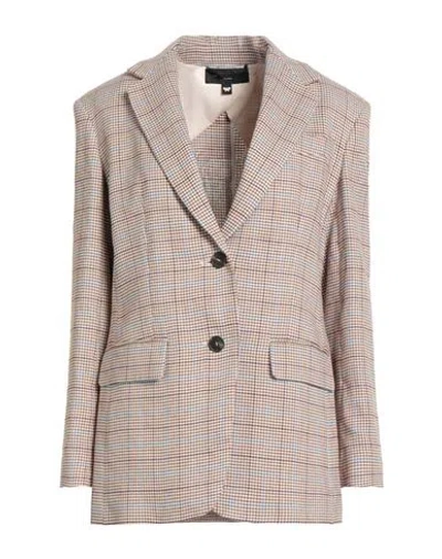 Weekend Max Mara Woman Blazer Camel Size 12 Linen, Cotton In Multi