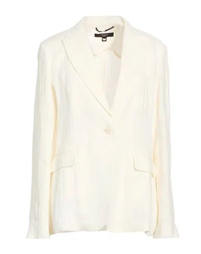 Weekend Max Mara Woman Blazer Cream Size 14 Linen In White