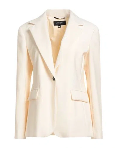 Weekend Max Mara Woman Blazer Cream Size 6 Virgin Wool In White