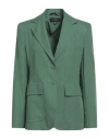 Weekend Max Mara Woman Blazer Green Size 10 Cotton, Linen