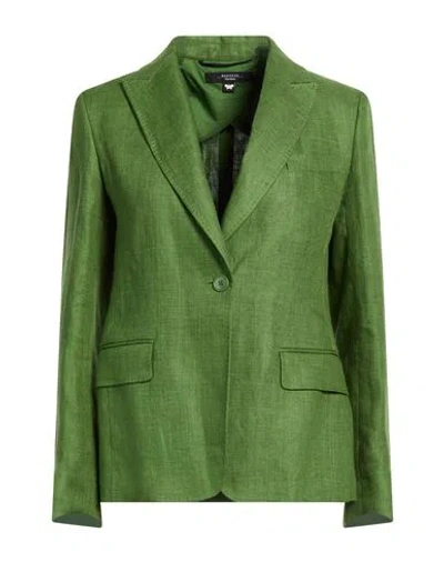 Weekend Max Mara Woman Blazer Green Size 2 Cotton