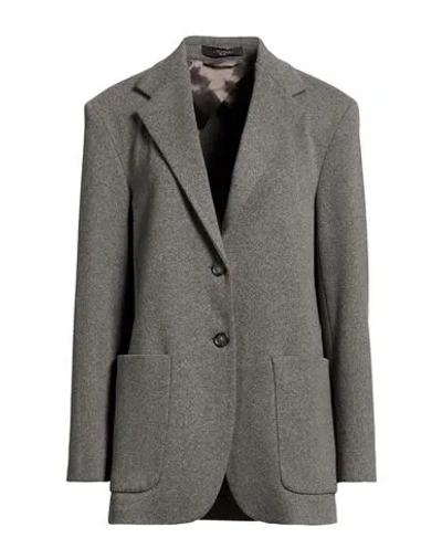 Weekend Max Mara Woman Blazer Grey Size M Polyester, Cotton, Elastane In Multi