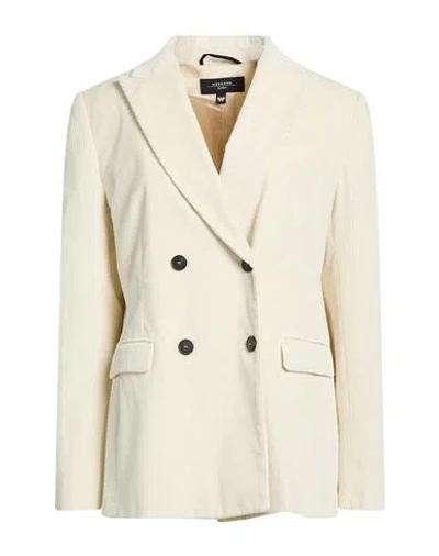 Weekend Max Mara Woman Blazer Ivory Size 12 Cotton In White