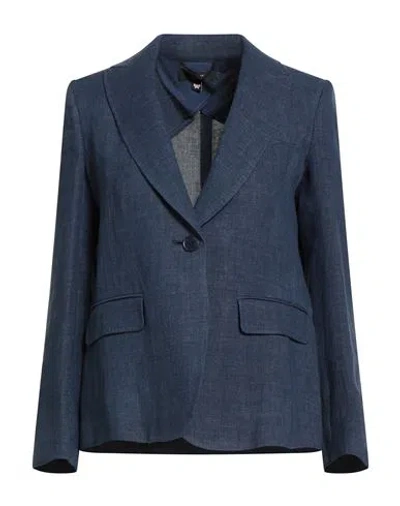 Weekend Max Mara Woman Blazer Navy Size 2 Linen In Blue