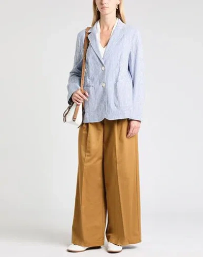 Weekend Max Mara Woman Blazer Navy Size 6 Cotton, Linen, Elastane In Blue