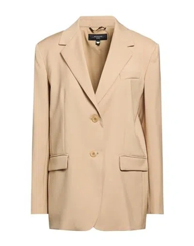 Weekend Max Mara Woman Blazer Sand Size 10 Virgin Wool In Neutral