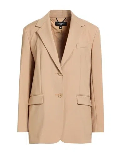 Weekend Max Mara Woman Blazer Sand Size 12 Virgin Wool In Brown