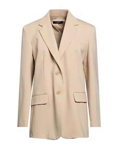 Weekend Max Mara Woman Blazer Sand Size Xs Lyocell, Cotton, Polyester, Elastane In Brown