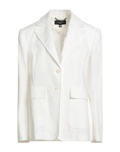 WEEKEND MAX MARA WEEKEND MAX MARA WOMAN BLAZER WHITE SIZE 10 COTTON, LINEN