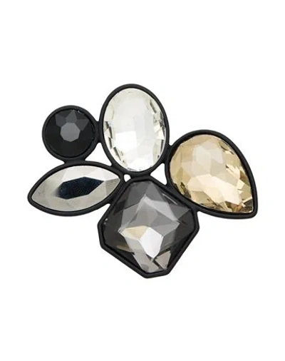 Weekend Max Mara Woman Brooch Black Size - Plastic, Glass