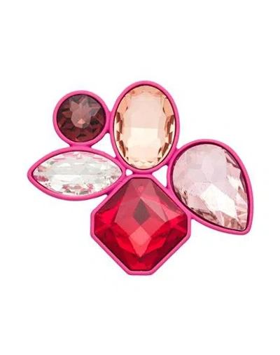 Weekend Max Mara Woman Brooch Fuchsia Size - Plastic, Glass In Pink