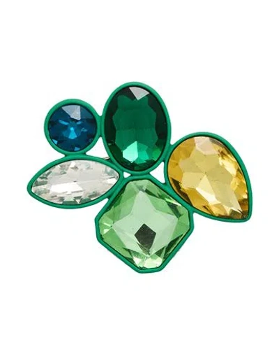 Weekend Max Mara Woman Brooch Green Size - Plastic, Glass