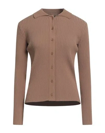 Weekend Max Mara Woman Cardigan Light Brown Size Xxl Viscose, Polyester, Polyamide, Elastane