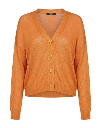 Weekend Max Mara Woman Cardigan Orange Size L Linen