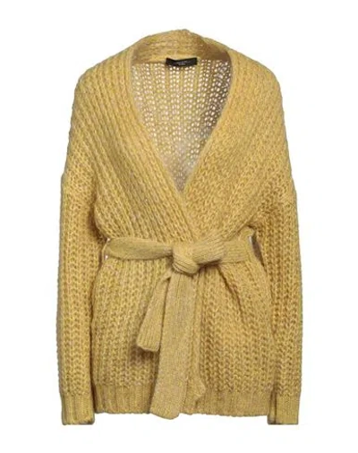 Weekend Max Mara Woman Cardigan Yellow Size Xl Acrylic, Polyamide, Mohair Wool