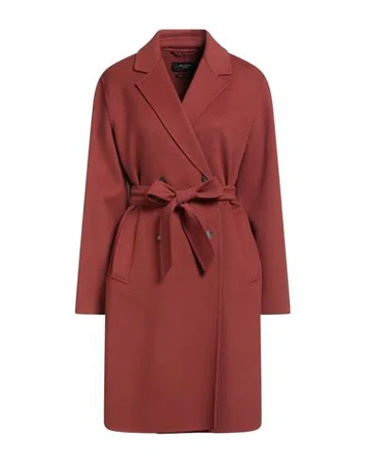 Weekend Max Mara Woman Coat Brick Size 10 Virgin Wool In Brown