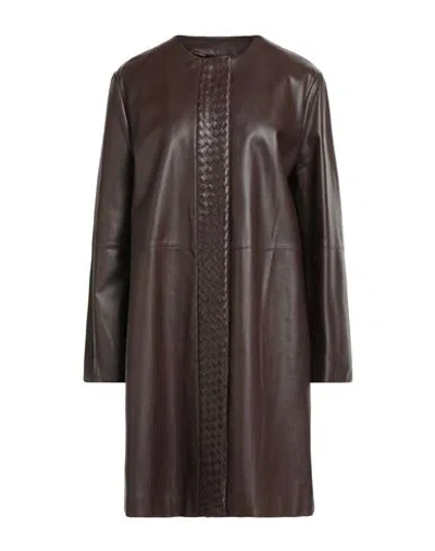 Weekend Max Mara Woman Coat Dark Brown Size 8 Lambskin