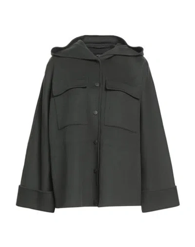 Weekend Max Mara Woman Coat Dark Green Size 10 Virgin Wool, Polyamide In Black
