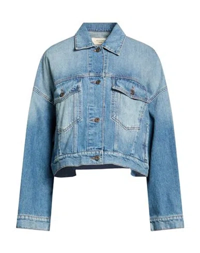 Weekend Max Mara Woman Denim Outerwear Blue Size 16 Cotton
