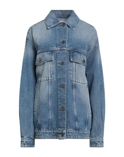 Weekend Max Mara Woman Denim Outerwear Blue Size 8 Cotton