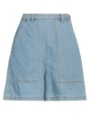 Weekend Max Mara Logo Patch Denim Shorts In Blue