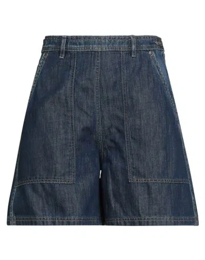 Weekend Max Mara Woman Denim Shorts Blue Size 12 Cotton, Linen