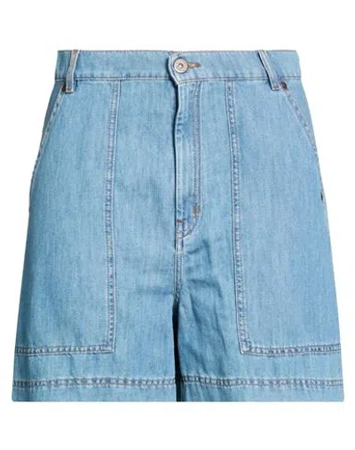 Weekend Max Mara Woman Denim Shorts Blue Size 4 Cotton, Linen