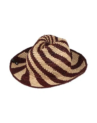 Weekend Max Mara Woman Hat Brown Size 7 Natural Raffia, Cotton, Polyester