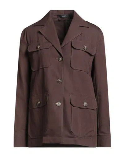 Weekend Max Mara Woman Jacket Brown Size 12 Cotton, Linen