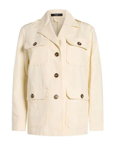 Weekend Max Mara Woman Jacket Cream Size 6 Cotton, Linen In Black