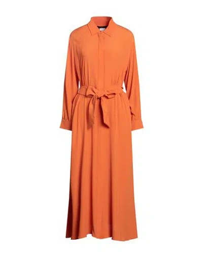 Weekend Max Mara Woman Maxi Dress Orange Size 12 Acetate, Silk