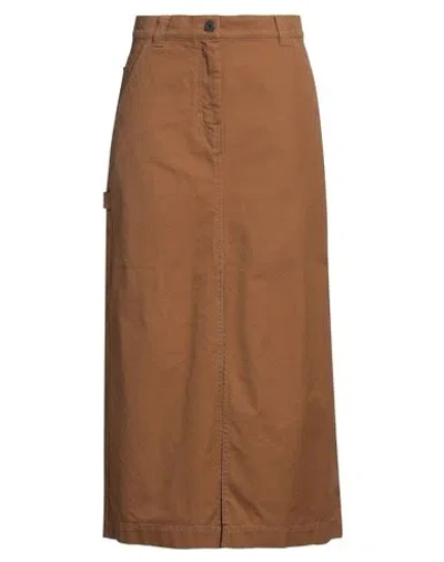 Weekend Max Mara Woman Maxi Skirt Camel Size 16 Cotton In Beige
