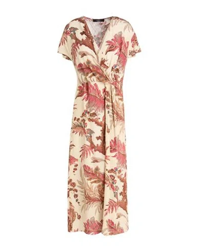 Weekend Max Mara Woman Midi Dress Beige Size 12 Silk In Multi